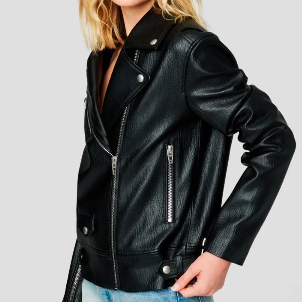 Like New Blank NYC Open Secret Faux Leather Moto Jacket Black Size Small - Picture 2 of 12